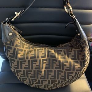 Authentic FENDI Zucca Croc Embossed Chef Hobo Bag